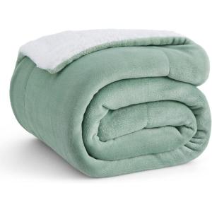 imageBedsure GentleSoft Sherpa Fleece Blankets Queen Size for Bed  Thick and Warm Soft Fuzzy Plush Queen Blanket for Winter Navy 90x90 Inches04  Sage Green