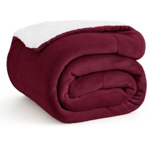 imageBedsure GentleSoft Sherpa Fleece Blankets Queen Size for Bed  Thick and Warm Soft Fuzzy Plush Queen Blanket for Winter Navy 90x90 Inches07  Burgundy
