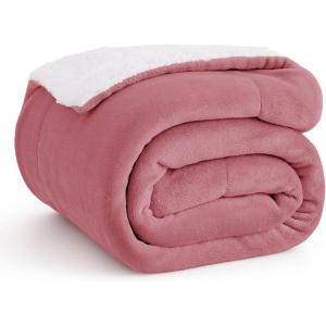 imageBedsure GentleSoft Sherpa Fleece Blankets Queen Size for Bed  Thick and Warm Soft Fuzzy Plush Queen Blanket for Winter Navy 90x90 Inches07  Dusty Rose