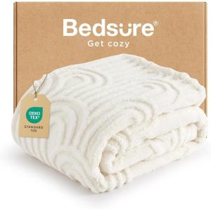 imageBedsure GentleSoft Throw Blanket for Couch  Soft Cozy Fall Blanket Gifts for Women Teen Girls Fuzzy Fluffy Fleece Throw Boho Home Room Fall Decor Aesthetic Halloween Christmas White 50x60 InchesWhite