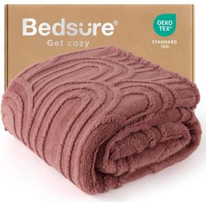 imageBedsure GentleSoft Throw Blanket for Couch  Soft Cozy Fall Blanket Gifts for Women Teen Girls Fuzzy Fluffy Fleece Throw Boho Home Room Fall Decor Aesthetic Halloween Christmas White 50x60 InchesDusty Pink