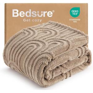 imageBedsure GentleSoft Throw Blanket for Couch  Soft Cozy Fall Blanket Gifts for Women Teen Girls Fuzzy Fluffy Fleece Throw Boho Home Room Fall Decor Aesthetic Halloween Christmas White 50x60 InchesBrown