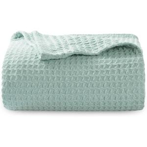 imageBedsure Gentlesoft 100 Cotton Blanket Queen Size for Bed  Breathable and Soft Waffle Weave Blanket for Summer Thick Cozy Fall Blankets for Women Gift White 90x90 Inches03  Mint