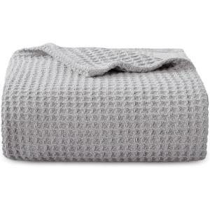 imageBedsure Gentlesoft 100 Cotton Blanket Queen Size for Bed  Breathable and Soft Waffle Weave Blanket for Summer Thick Cozy Fall Blankets for Women Gift White 90x90 Inches04  Grey