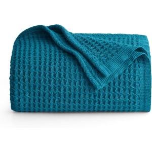imageBedsure Gentlesoft 100 Cotton Blanket Queen Size for Bed  Breathable and Soft Waffle Weave Blanket for Summer Thick Cozy Fall Blankets for Women Gift White 90x90 Inches05  Teal