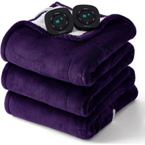 imageBedsure Heated Blanket Throw Blanket  Fast Heating Electric Blanket GentleSoft Flannel Heated Throw with 4 Time Settings 6 Heating Settings Warm Gifts for Grandma 50x60 inches Grey13  Purple