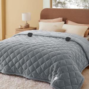 imageBedsure Heated Blanket Throw Blanket  Fast Heating Electric Blanket GentleSoft Flannel Heated Throw with 4 Time Settings 6 Heating Settings Warm Gifts for Grandma 50x60 inches Grey18  Formal Gray