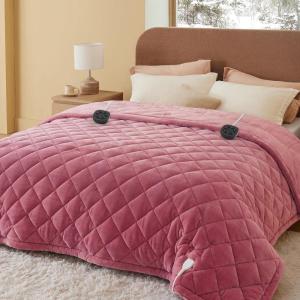 imageBedsure Heated Blanket Throw Blanket  Fast Heating Electric Blanket GentleSoft Flannel Heated Throw with 4 Time Settings 6 Heating Settings Warm Gifts for Grandma 50x60 inches Grey17  Dusty Rose