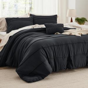 imageBedsure Light Pink Twin XL Comforter Set  3 Pieces Pinch Pleat Bed Set Down Alternative Bedding Sets for All Season 1 Comforter 1 Pillowcase 1 Decorative Pillow01  Black