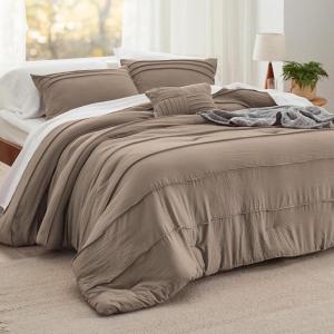 imageBedsure Light Pink Twin XL Comforter Set  3 Pieces Pinch Pleat Bed Set Down Alternative Bedding Sets for All Season 1 Comforter 1 Pillowcase 1 Decorative Pillow03  Brown