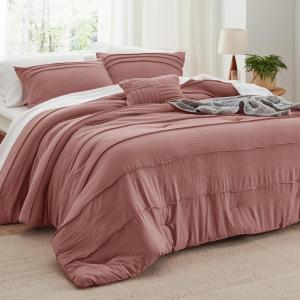 imageBedsure Light Pink Twin XL Comforter Set  3 Pieces Pinch Pleat Bed Set Down Alternative Bedding Sets for All Season 1 Comforter 1 Pillowcase 1 Decorative Pillow16  Dusty Pink