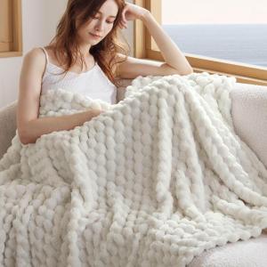 imageBedsure Pink Throw Blanket for Couch  350GSM Soft Cozy Throw Blankets for Bed Home Room Decor GentleSoft Cute Fleece Birthday Gifts for Women Girls 50x60 InchesOff White