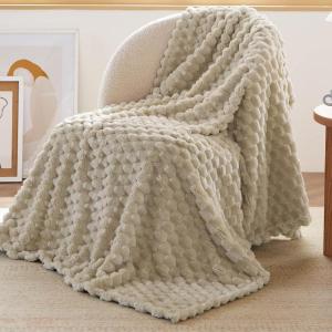 imageBedsure Pink Throw Blanket for Couch  350GSM Soft Cozy Throw Blankets for Bed Home Room Decor GentleSoft Cute Fleece Birthday Gifts for Women Girls 50x60 InchesLight Brown