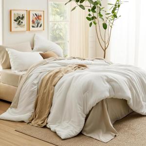 imageBedsure Queen Comforter Set  7 Pieces Sage Green Queen Bedding Set for All Seasons Boho Contrasting Design Bed in a Bag with Comforter Sheets Pillowcases ampamp Shams03  WhiteBeige