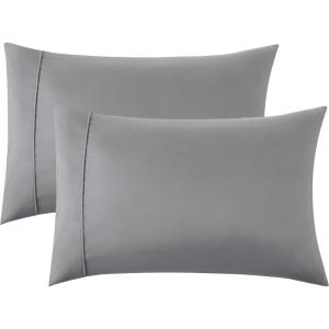 imageBedsure Queen Pillow Cases Set of 2  Dark Grey Double Brushed Microfiber Pillowcases 2 Pack Super Soft Cooling Pillow Case Covers with Envelope Closure Wrinkle Fade and Stain Resistant 20x3009  Light Grey