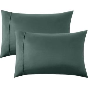 imageBedsure Queen Pillow Cases Set of 2  Dark Grey Double Brushed Microfiber Pillowcases 2 Pack Super Soft Cooling Pillow Case Covers with Envelope Closure Wrinkle Fade and Stain Resistant 20x3014  Forest Green