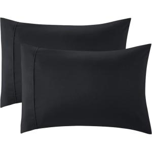 imageBedsure Queen Pillow Cases Set of 2  Dark Grey Double Brushed Microfiber Pillowcases 2 Pack Super Soft Cooling Pillow Case Covers with Envelope Closure Wrinkle Fade and Stain Resistant 20x3003  Black