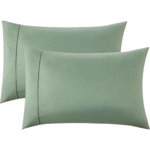 imageBedsure Queen Pillow Cases Set of 2  Dark Grey Double Brushed Microfiber Pillowcases 2 Pack Super Soft Cooling Pillow Case Covers with Envelope Closure Wrinkle Fade and Stain Resistant 20x3004  Sage Green