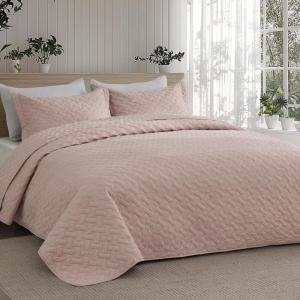imageBedsure Quilts Queen Size  Grey Bedspreads Queen Size with Basket Weave Pattern Soft Quilt Bedding Lightweight Comforter Coverlet for All Seasons 90quot x 96quot20  Dusty Rose