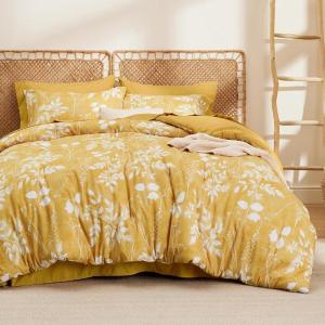 imageBedsure Sage Green Twin XL Comforter Set  5 Pieces Floral Bedding Sets Twin XL Bed in a Bag with Reversible Botanical Flowers Comforter Sheets Pillowcase ampamp Sham06  Yellow