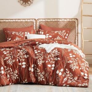imageBedsure Sage Green Twin XL Comforter Set  5 Pieces Floral Bedding Sets Twin XL Bed in a Bag with Reversible Botanical Flowers Comforter Sheets Pillowcase ampamp Sham18  Terracotta