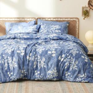 imageBedsure Sage Green Twin XL Comforter Set  5 Pieces Floral Bedding Sets Twin XL Bed in a Bag with Reversible Botanical Flowers Comforter Sheets Pillowcase ampamp Sham02  Blue