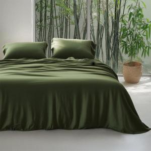 imageBedsure Silky Cooling Duvet Cover Queen Size  Lightweight 100 Rayon Derived from Bamboo Comforter Cover Set for Hot Sleepers Breathable ampamp MoistureWicking Bedding Set Pure White06  Olive Green No Comforter
