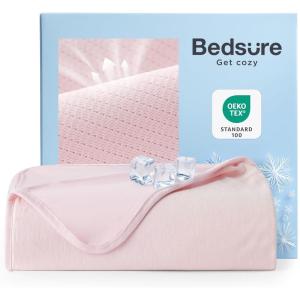 imageBedsure Summer Cooling Blanket for Hot Sleepers with Sports Mesh Design ArcChill QMax 04 Lightweight Breathable Ice Cold Blanket Throws for Night Sweats 50 x 70 Inches Mesh GreyMesh Pink
