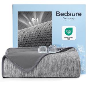 imageBedsure Summer Cooling Blanket for Hot Sleepers with Sports Mesh Design ArcChill QMax 04 Lightweight Breathable Ice Cold Blanket Throws for Night Sweats 50 x 70 Inches Mesh GreyMesh Grey
