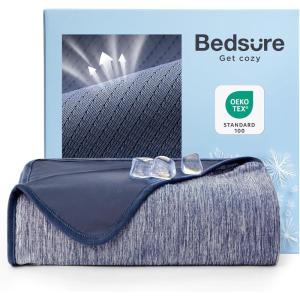 imageBedsure Summer Cooling Blanket for Hot Sleepers with Sports Mesh Design ArcChill QMax 04 Lightweight Breathable Ice Cold Blanket Throws for Night Sweats 50 x 70 Inches Mesh GreyMesh Navy
