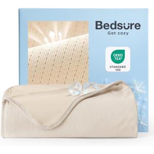 imageBedsure Summer Cooling Blanket for Hot Sleepers with Sports Mesh Design ArcChill QMax 04 Lightweight Breathable Ice Cold Blanket Throws for Night Sweats 50 x 70 Inches Mesh GreyMesh Beige