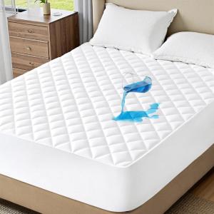 imageBedsure Twin Mattress Protector Quilted Twin Mattress Topper with Deep Pocket up to 22 Inches Soft Breathable Noiseless Bed Cover Waterproof Pad Bed for Home Bedroom Hotel  WhiteWhite