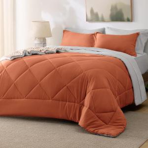 imageBedsure Twin XL Comforter Set  5 Pieces Reversible Blush Pink Bedding Twin XL Size Bed Set for All Seasons Bed in a Bag with Down Alternative Comforter Sheets Pillowcase ampamp Sham17  Burnt Orange