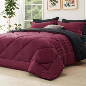 imageBedsure Twin XL Comforter Set  5 Pieces Reversible Blush Pink Bedding Twin XL Size Bed Set for All Seasons Bed in a Bag with Down Alternative Comforter Sheets Pillowcase ampamp Sham07  Burgundy  Black