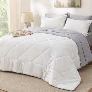 imageBedsure Twin XL Comforter Set  5 Pieces Reversible Blush Pink Bedding Twin XL Size Bed Set for All Seasons Bed in a Bag with Down Alternative Comforter Sheets Pillowcase ampamp Sham11  White