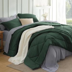 imageBedsure Twin XL Comforter Set  5 Pieces Reversible Blush Pink Bedding Twin XL Size Bed Set for All Seasons Bed in a Bag with Down Alternative Comforter Sheets Pillowcase ampamp Sham05  Forest Green