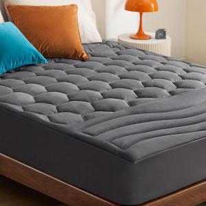 imageBedsure Twin XL Mattress Pad  Soft Mattress Topper for College Dorm Room Essentials Extra Long Twin Quilted Fitted Bed Cover Protector with 821 Inches Deep Pocket Washable White 39x80 InchesGrey