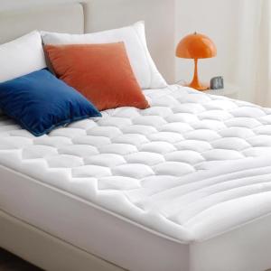 imageBedsure Twin XL Mattress Pad  Soft Mattress Topper for College Dorm Room Essentials Extra Long Twin Quilted Fitted Bed Cover Protector with 821 Inches Deep Pocket Washable White 39x80 InchesWhite