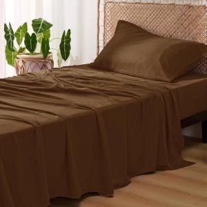 imageBedsure Twin XL Sheet Set Dorm Bedding Cooling Sheets Twin Extra Long Sheets Rayon Derived from Bamboo Deep Pocket Up to 16quot Hotel Luxury Silky Bedding Sheets ampamp Pillowcases Dark Grey20  Brown