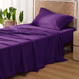 imageBedsure Twin XL Sheet Set Dorm Bedding Cooling Sheets Twin Extra Long Sheets Rayon Derived from Bamboo Deep Pocket Up to 16quot Hotel Luxury Silky Bedding Sheets ampamp Pillowcases Dark Grey14  Plum