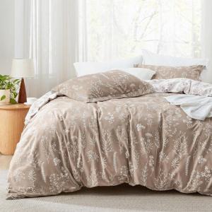 imageBedsure TwinTwin XL Comforter Set  Sage Green Bed Set 2 Pieces Cute Floral Bedding 1 Soft Reversible Botanical Flowers Comforter and 1 Pillow Sham09  Light Taupe