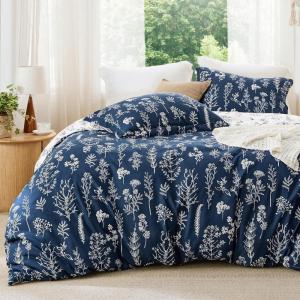 imageBedsure TwinTwin XL Comforter Set  Sage Green Bed Set 2 Pieces Cute Floral Bedding 1 Soft Reversible Botanical Flowers Comforter and 1 Pillow Sham14  Navy