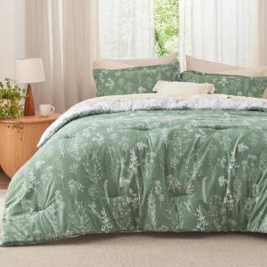 imageBedsure TwinTwin XL Comforter Set  Sage Green Bed Set 2 Pieces Cute Floral Bedding 1 Soft Reversible Botanical Flowers Comforter and 1 Pillow Sham24  Green