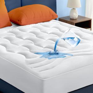 imageBedsure Waterproof Mattress Protector Queen Size  Quilted Fitted Waterproof Mattress Pad Topper with 821 Inches Deep Pocket Noiseless Bed Cover Padded Machine WashableWhite 60x80 InchesWhite