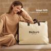 imageBedsure Feather Down Comforter Queen Size Ultra Soft Cotton Blend Fabric Luxurious Fluffy Hotel Duvet Insert with Storage Bag ampamp 8 Corner Tabs 90x90 Inches WhiteWhite