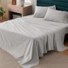 imageBedsure 100 Cotton Percale Sheets Queen Size Queen Sheet Set with Deep Pocket Up to 16 Inches Breathable ampamp Crirsp Soft Bedsheet ampamp Pillowcase Sets 4 Pieces White04  Silver Grey