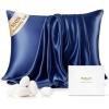 imageBedsure 100 Mulberry Silk Pillowcase for Hair and Skin Pink Silk Pillow Case with Hidden Zipper Gifts for Women Queen Size Single Pack20x30 Inches02  Navy