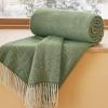 imageBedsure 100 Wool Blanket for Women Gift  GentleSoft and Cozy Lightweight Warm Blanket for Winter Luxury Herringbone Throw for Couch Beige 50x60 Inches03  Olive Green