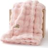 imageBedsure 3D Bubble Blanket for Couch  GentleSoft White Twin Blanket for Sofa Bed Room Decor  Luxury Warm Cozy Gifts for Women All Seasons Off White 60quot80quotCrystal Pink