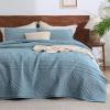 imageBedsure Boho Quilt King Size  Lightweight Bedspread King Size with Geometric Stitched Pattern White Farmhouse Soft Bedding Set Coverlet with 2 Pillow Shams for All Seasons 106x96 inches05  Dusty Blue